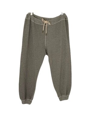 THE GREAT. Women's 4 Gray Cream Trim Cropped Drawstring Lounge Joggers Comfy